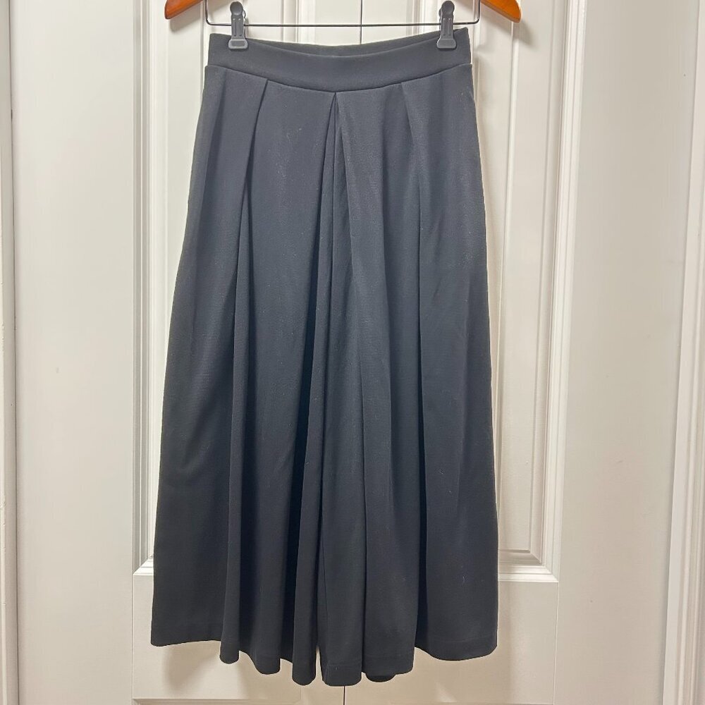 Uniqlo Elastic Waist Wide Leg Pleated Pants Black - S